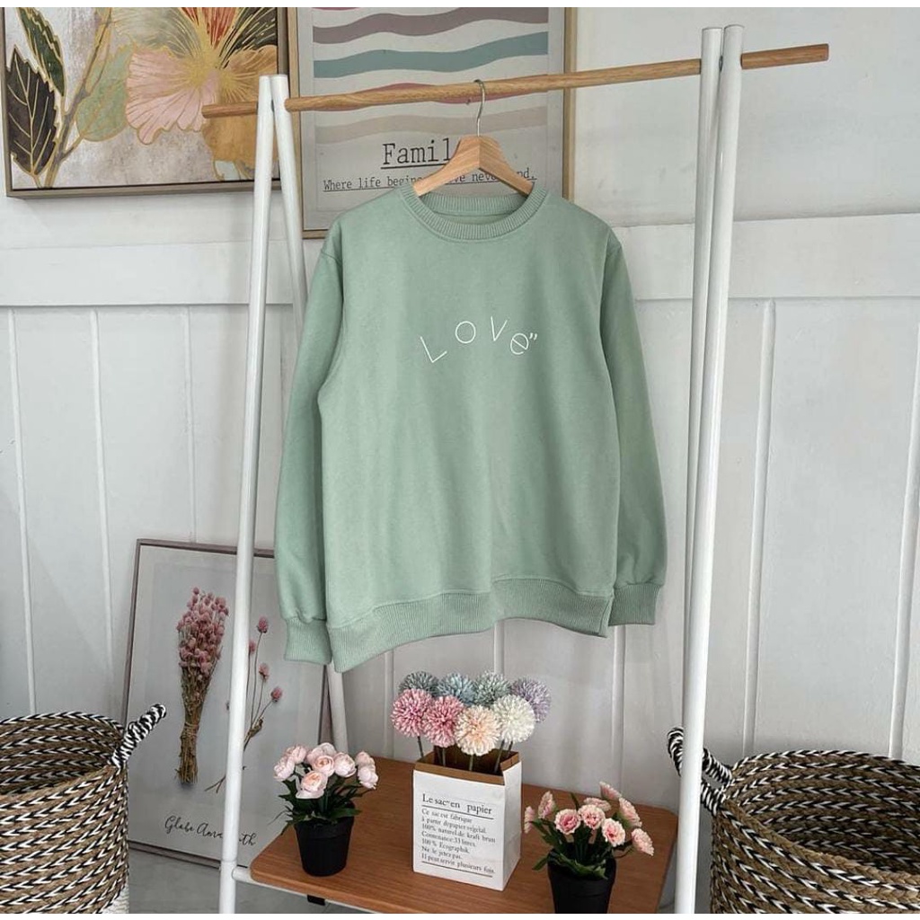 Sweater Wanita Korean Style termurah Warna Pastel Love Yara Bahan Fleece