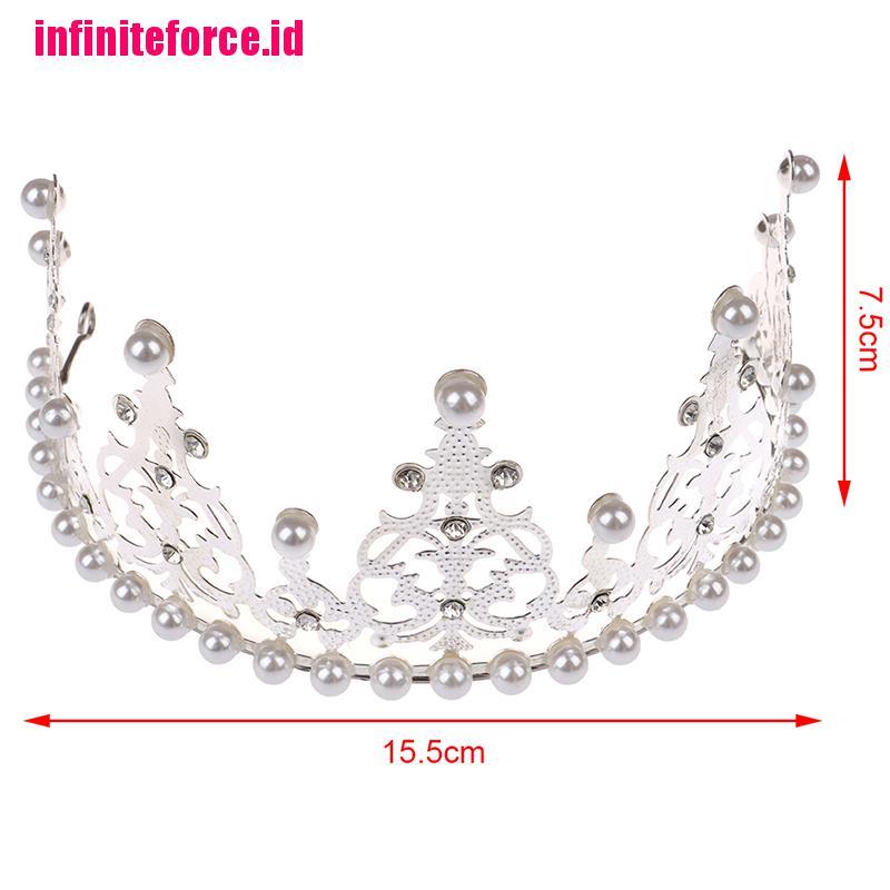 [IN*]Shining Crown Cake Topper Metal Pearl Wedding Engagement Party Cake Decorations