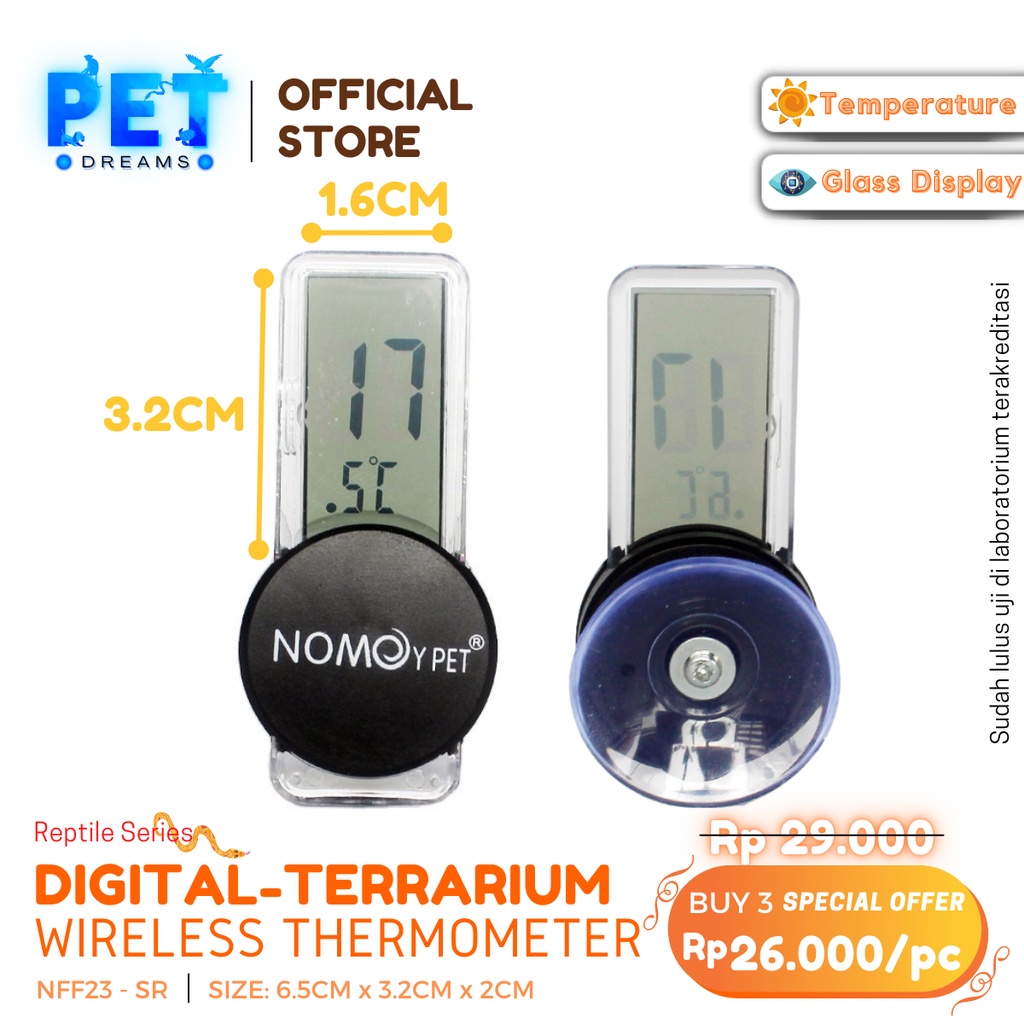 PROMO DIGITAL THERMOMETER PENGUKUR SUHU KANDANG REPTIL SULCATA KURA TORTO NOMOY - NFF23