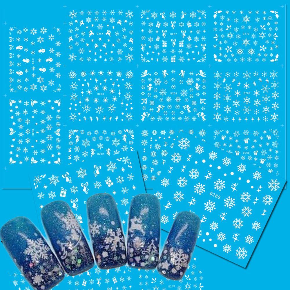 11pcs / Lembar Stiker Decal Transfer Air Motif Natal Untuk Dekorasi Manicure DIY