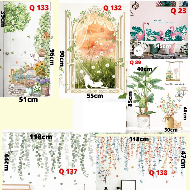 WALL STIKER D3 STICKER PAPER WALLSTICKER WALLSTIKER WALLPAPER DINDING DAUN POHON HIJAU PALEM KAKTUS MONSTERA HIASAN TEMBOK KERAMIK JENDELA PINTU KACA KAMAR MANDI TOILET ANTI AIR DEKORASI RUMAH TAMAN CAFE RUANG KAMAR TIDUR TAMU LEMARI DAPUR 3D KULKAS DAUN