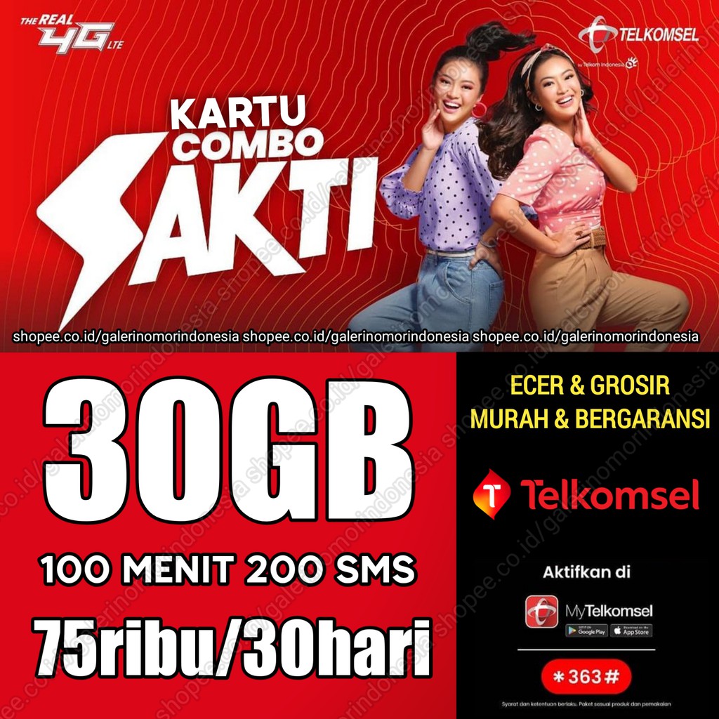 Kartu Perdana Sakti Telkomsel 30gb 24gb 20gb Sakti Combo Kartu Perdana As Loop Simpati Paket interne