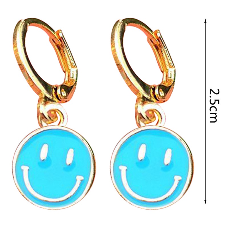 Lost Lady Fashion Korean Smiling Face Dangle Earrings Cute Coin Round Earrings For Women Party Jewelry Gift Accessories