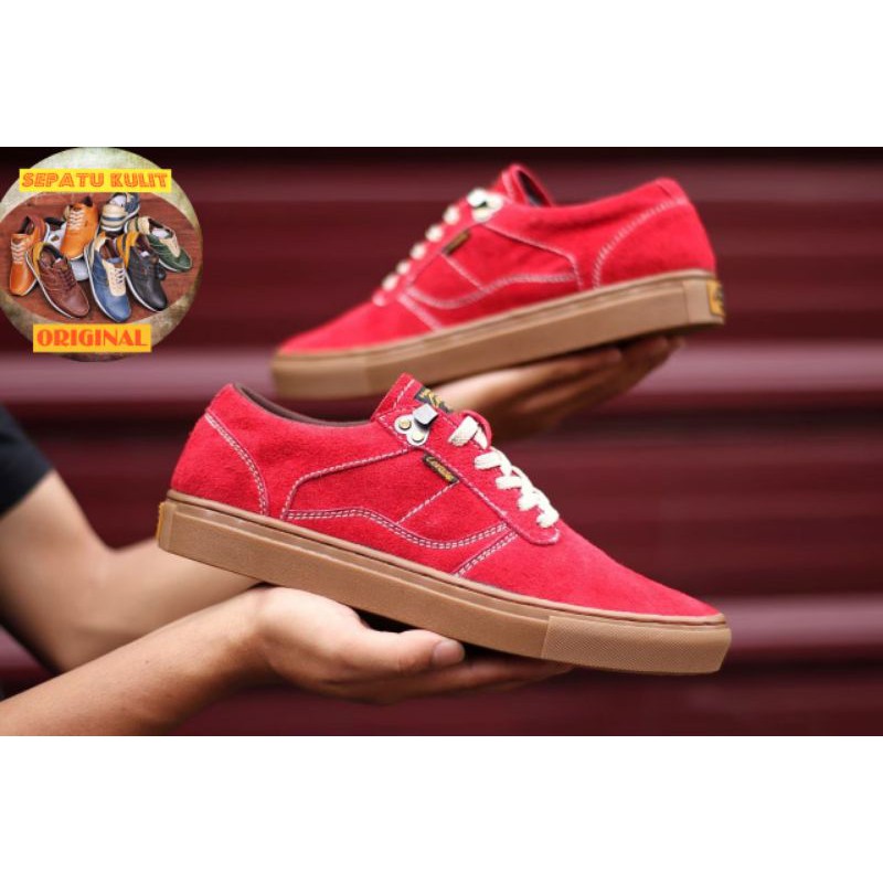 Sepatu Lokal Shoes Local Pride Cevany Gordon Low Cut Red Gum Suede