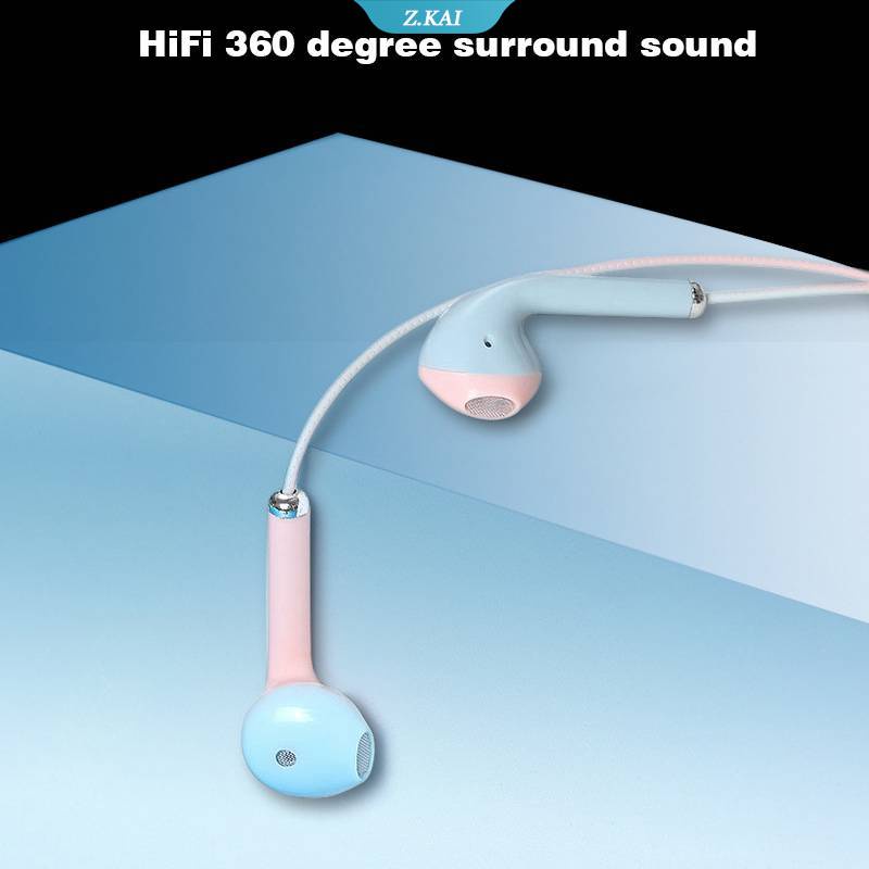 U24 Headset Earphone Musik Stereo Kabel 3.5mm Warna Macaron Dengan Mic Untuk iphone / Huawei / Xiaomi