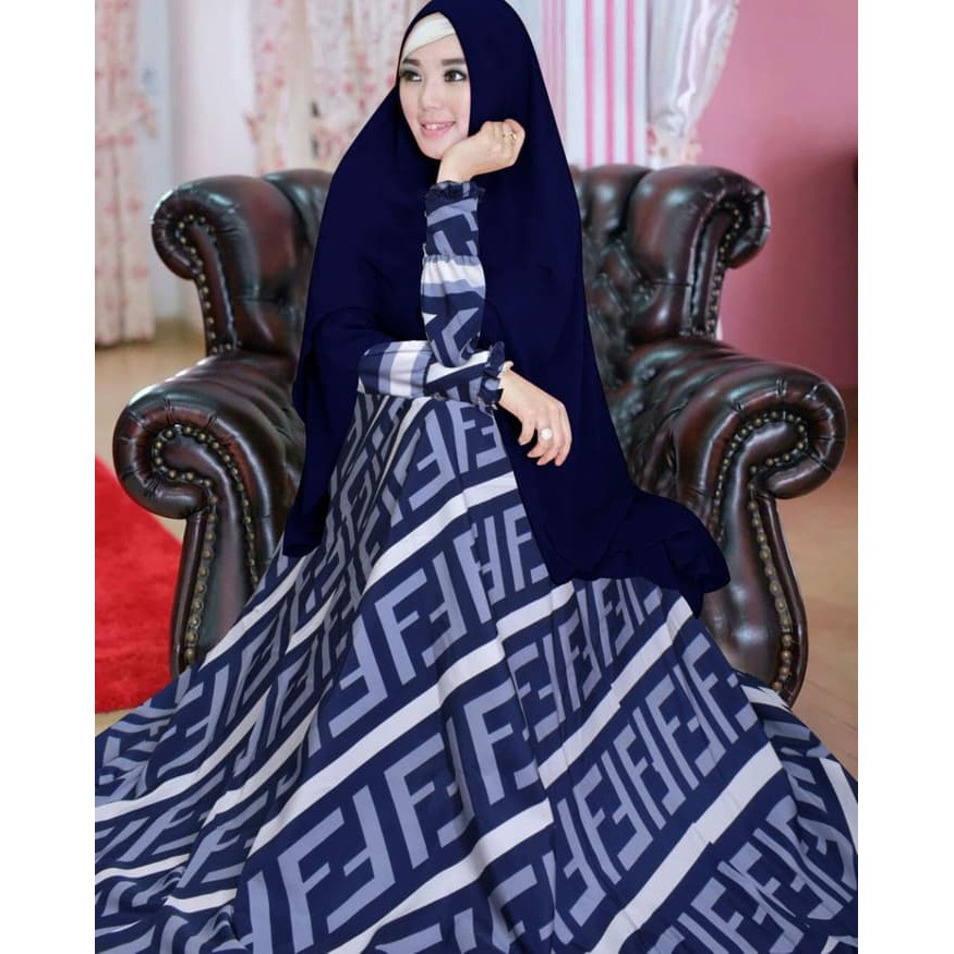 Gamis Fendy Syari Realpict Zb - Navy Exclusive