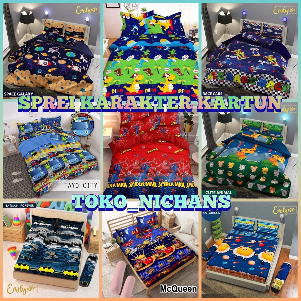 SPREI ANAK LAKI - LAKI MOTIF KARTUN SPREI KARAKTER / SPREI MURAH BERKUALITAS BAHAN KATUN HALUS TIDAK