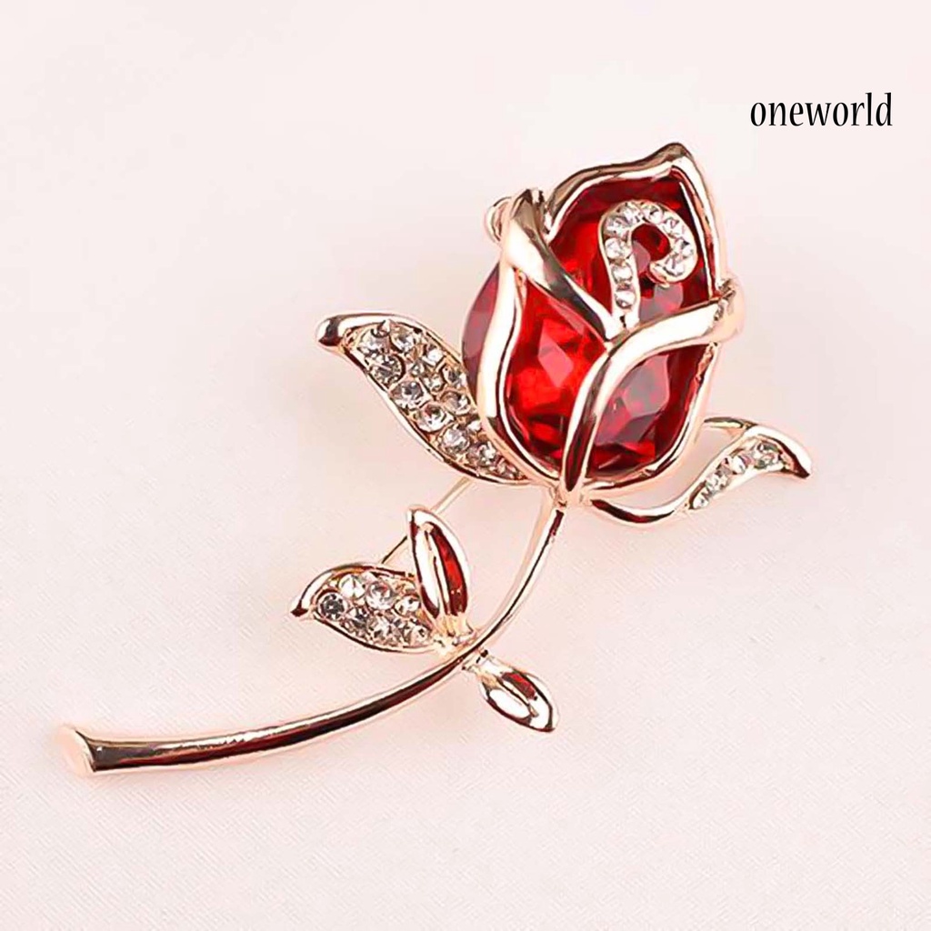 OW@ Brooch Stylish Rose Flower Design Alloy Women Girls Button Brooch for Bouquet