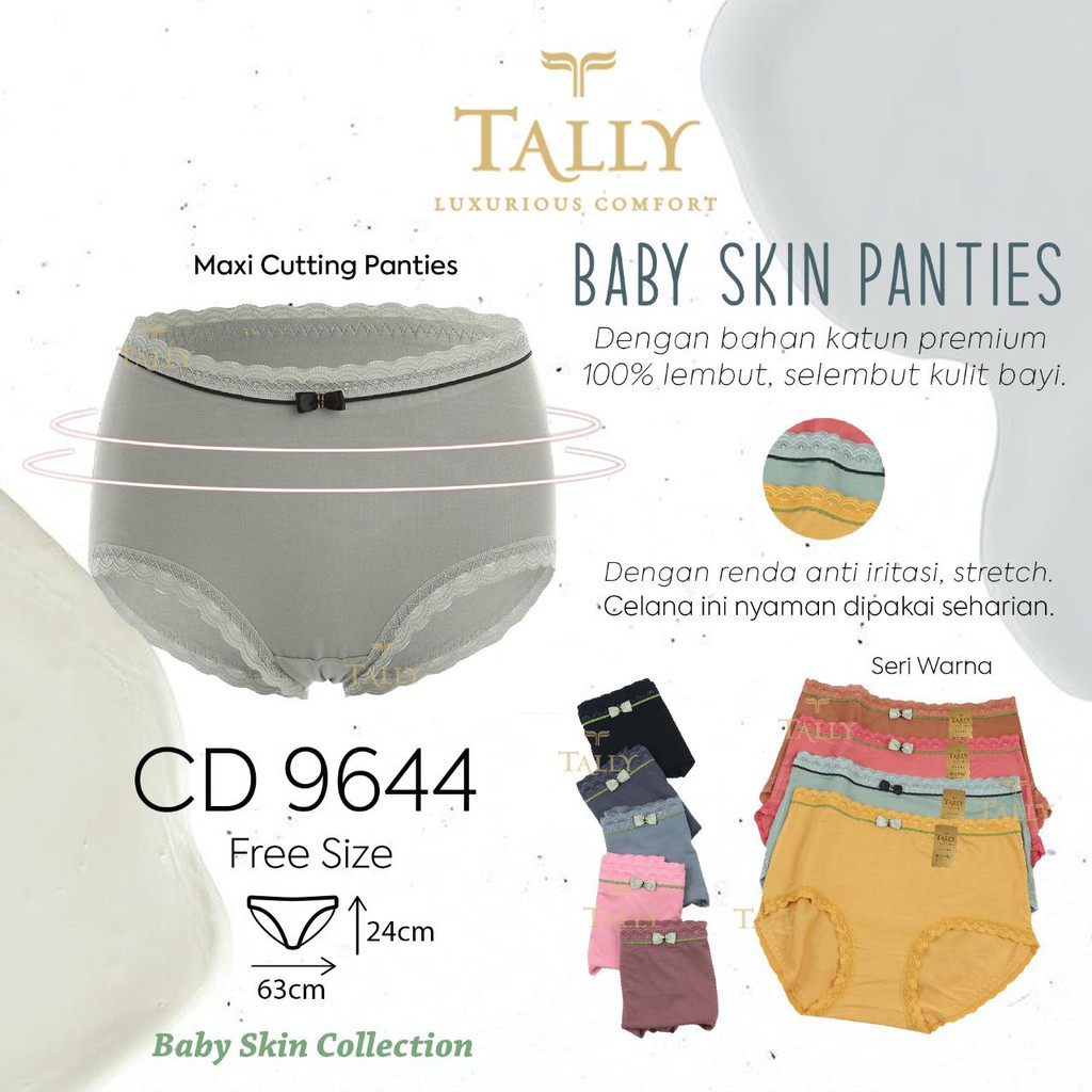 TALLY CD CELANA DALAM 9644 I FREE SIZE I FIT XL I BAHAN BABY SKIN MIX RENDA