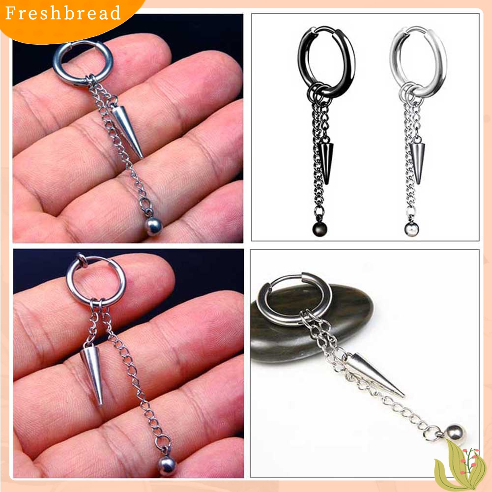 [TERLARIS]1Pc Men Fashion Long Chain Ear Piercing Loop Clip Hoop Earring Jewelry Gift