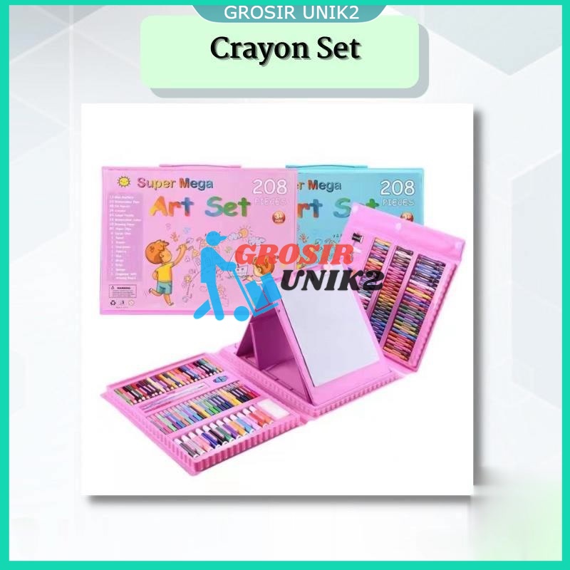 Pensil Warna Crayon Set 208 Pcs Alat Menggambar Mewarnai Anak PENCIL WARNA ANAK JUMBO