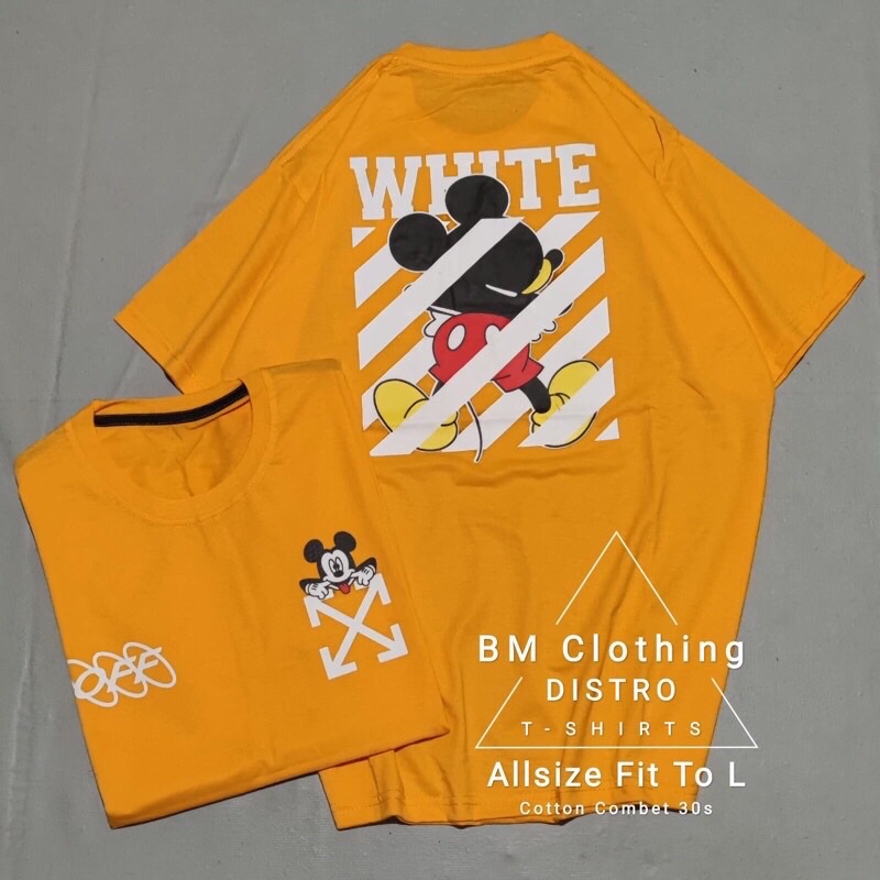 OFF WHITE BAJU KAOS T SHIRT ATASAN DISTRO PRIA WANITA COWOK CEWEK GAMBAR BELAKANG OFF WHITE KARTUN M