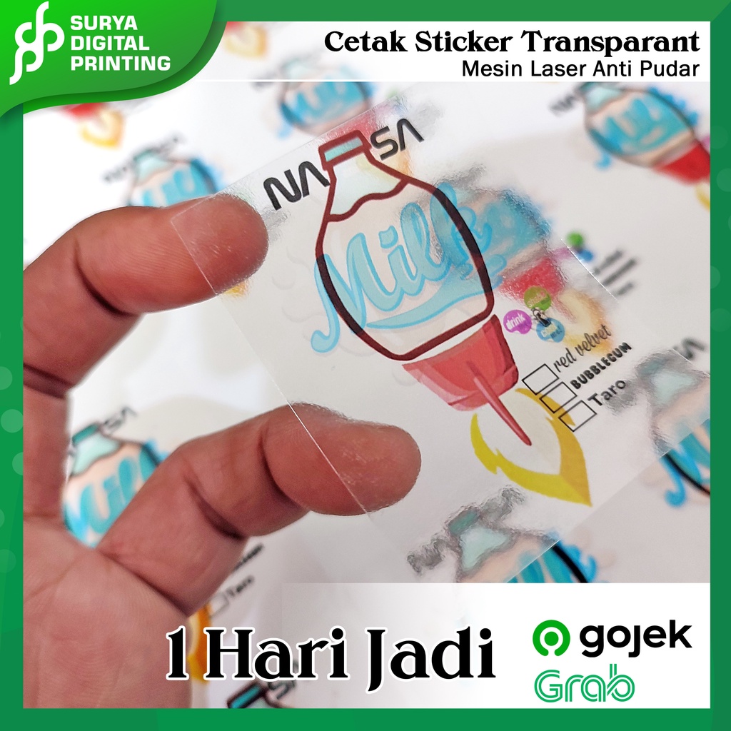 

Sticker transparant untuk Label kemasan bentuk bulat / bentuk kotak / bentuk custom / stiker transparan ukuran custom