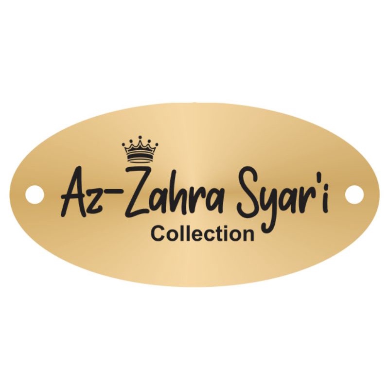 

label akrilik Az-Zahra Syar'i gold ukuran 1,5x3 cm 50 pcs tulisan hitam