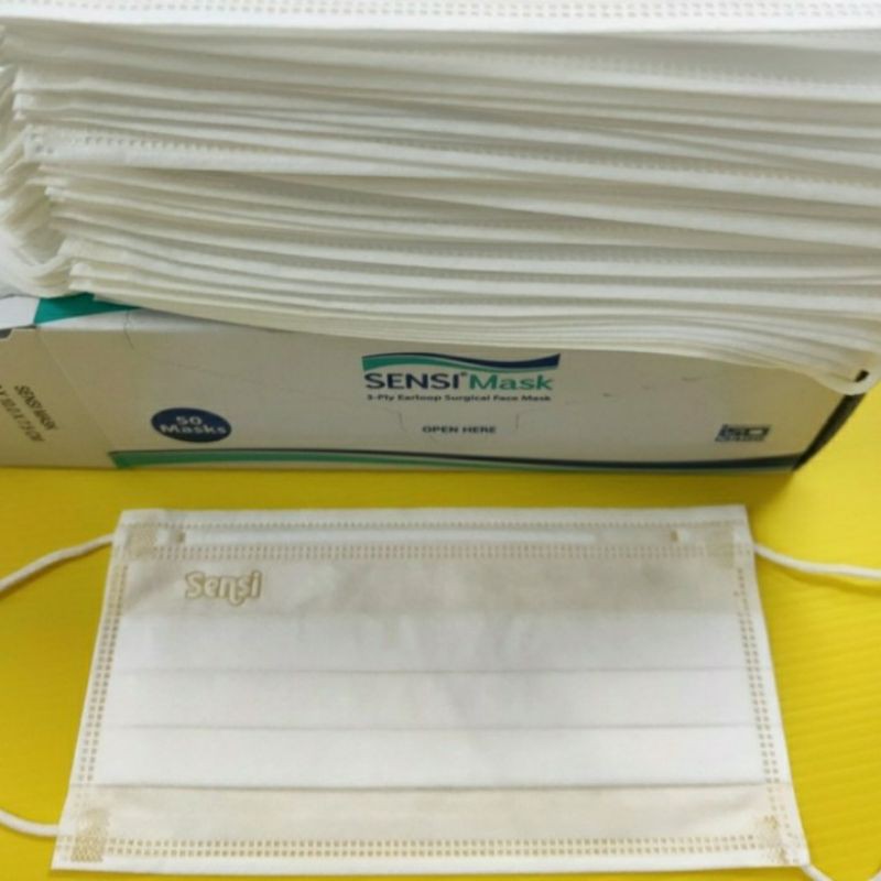 Masker sensi 3ply earloop original 1 box 50pcs putih