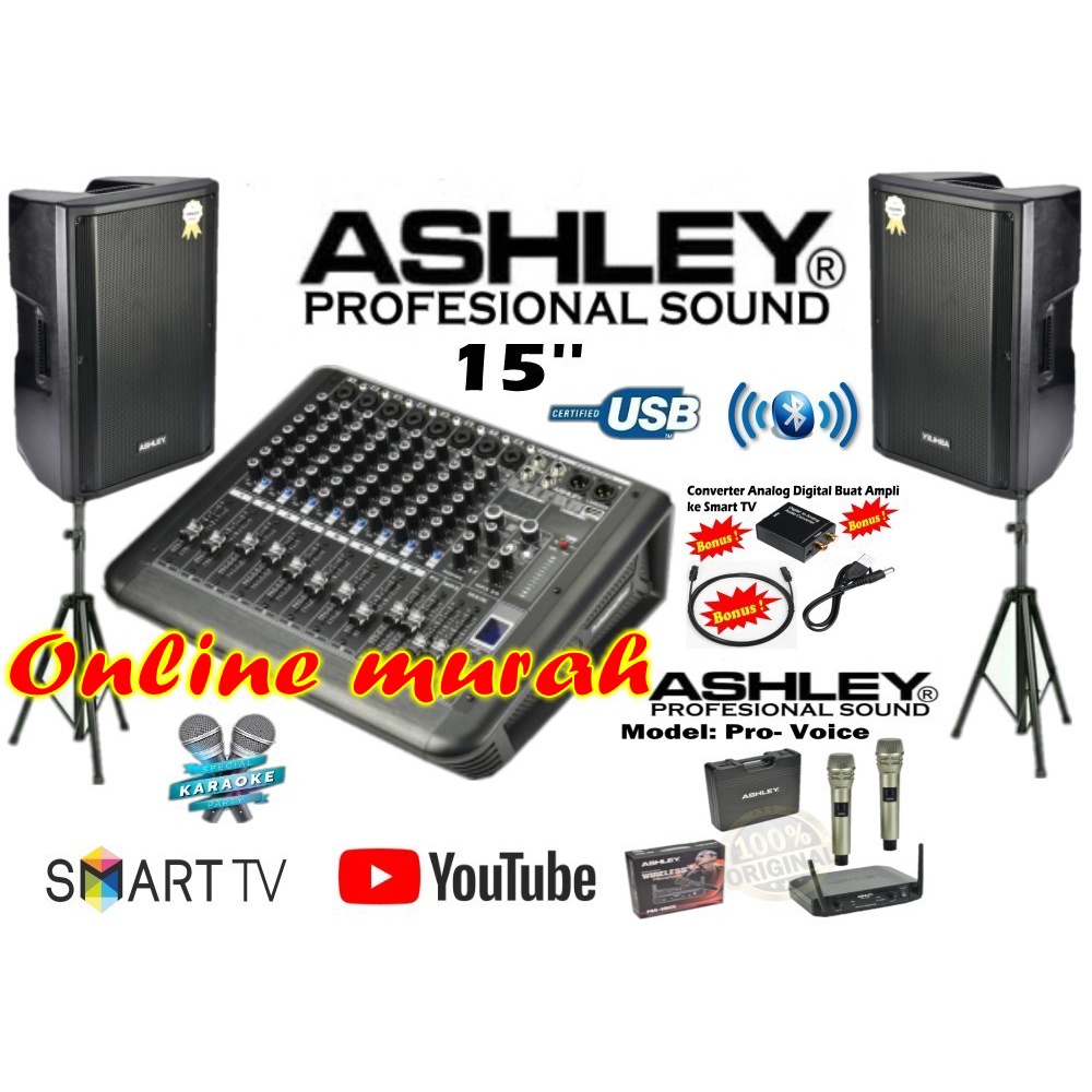 paket sound system ashley ym400p ashley lm800p 15 inch garansi resmi