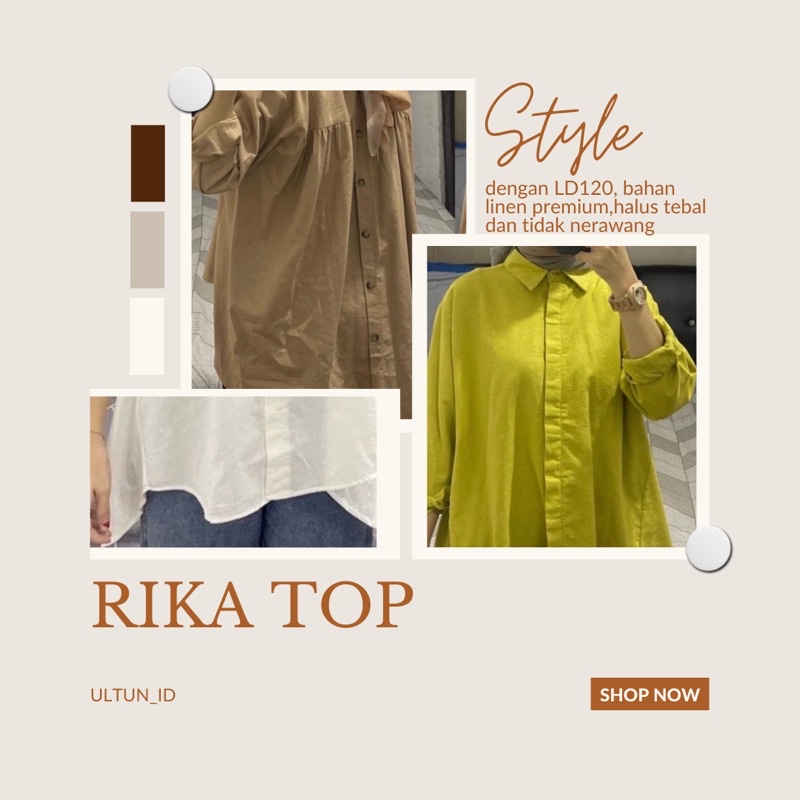 RIKA TOP BLOUSE PREMIUM LINEN HIGH QUALITY100% ORIGINAL100% RAKINA