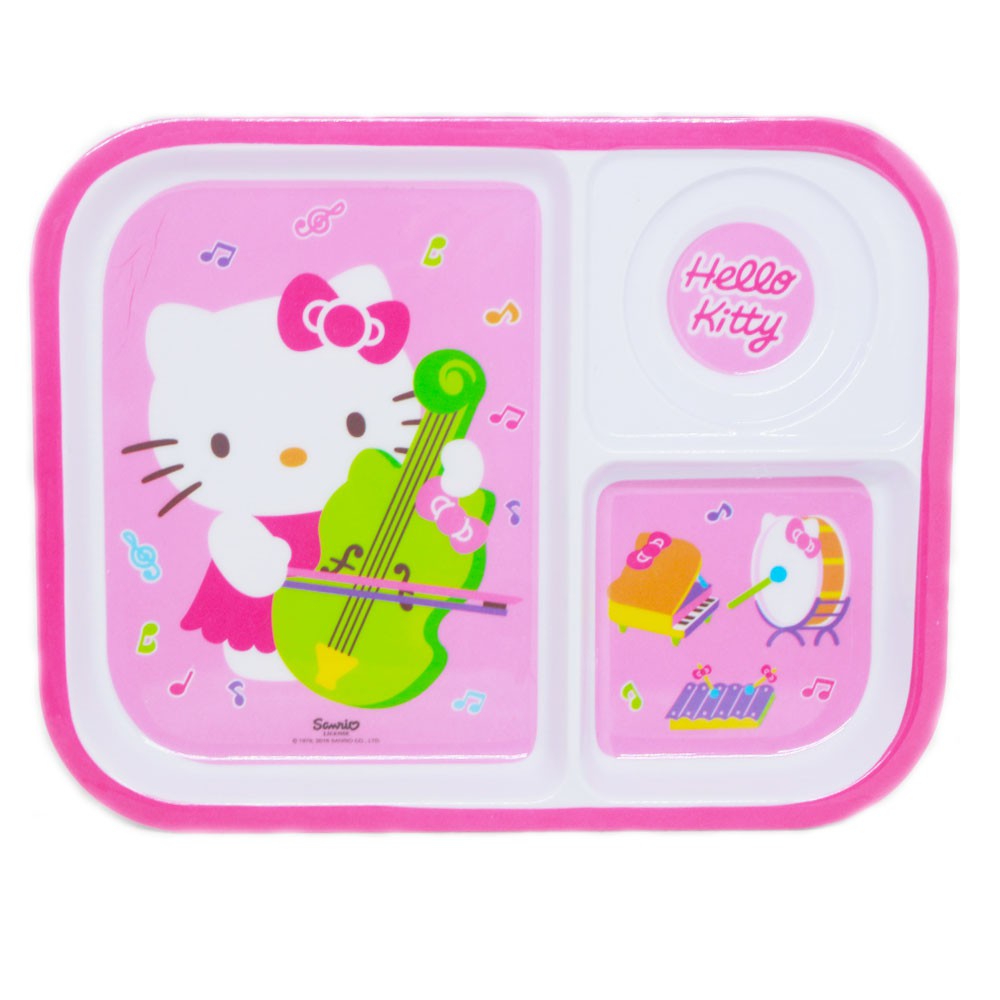 Vanda Hello Kitty Piring Makan Kotak 3 Sekat 10,5&quot; Melamin - Pink