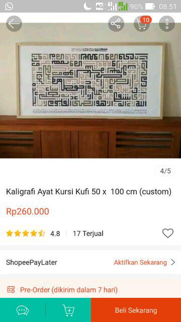 Kaligrafi Kufi Asmaul Husna 40 X 80 Cm Free Custom