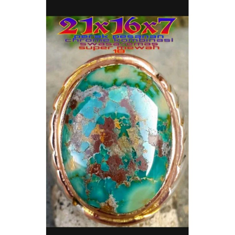 Pirus Persia Natural Urat Emas+Merah Antik