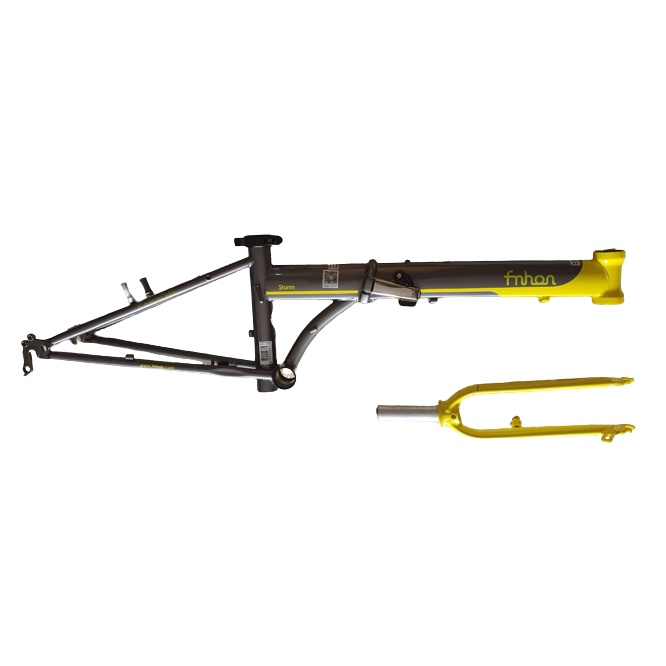 Frame Fork Fnhon Storm V Brake 20 22 inch Warna ABU ABU KUNING Chromlly