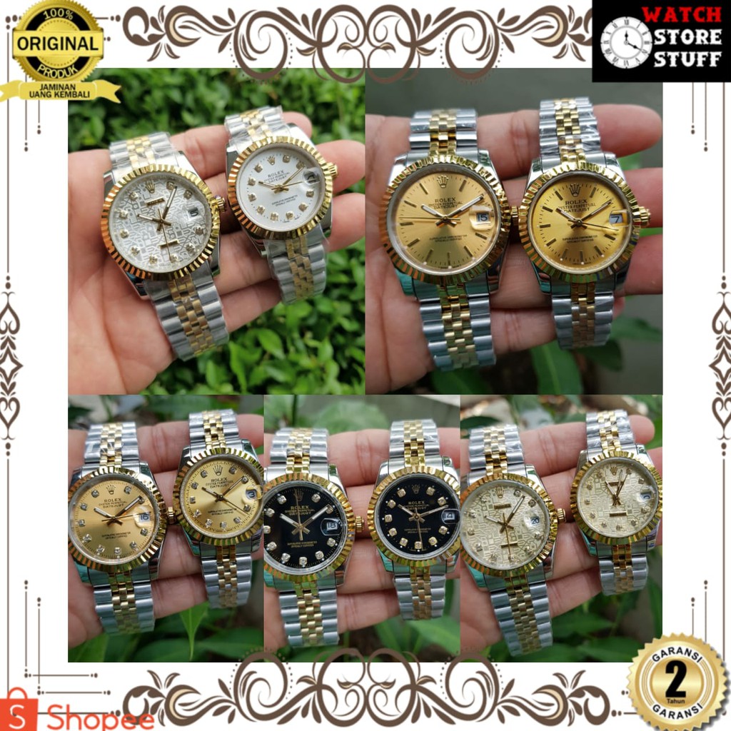JAM TANGAN PRIA WANITA | RANTAI | KULIT | KARET | MURAH | COUPLE ROLEX DATEJUST COUPLE Super Automat