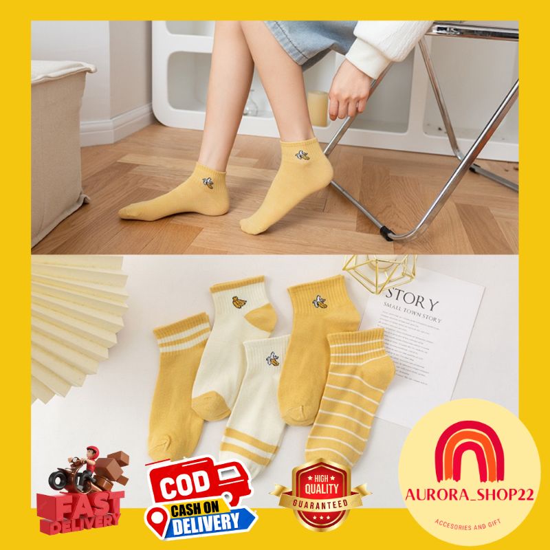 [COD] Kaos Kaki Pendek Fashion Ala Korea Motif Kuning Pisang Lucu Cute Kaos Kaki Wanita Import Kaos Kaki Pendek Sematakaki