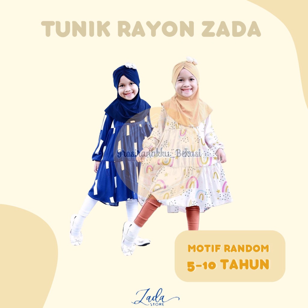 Tunik anak rayon Zada Mixx Motif size 5 - 10tahun