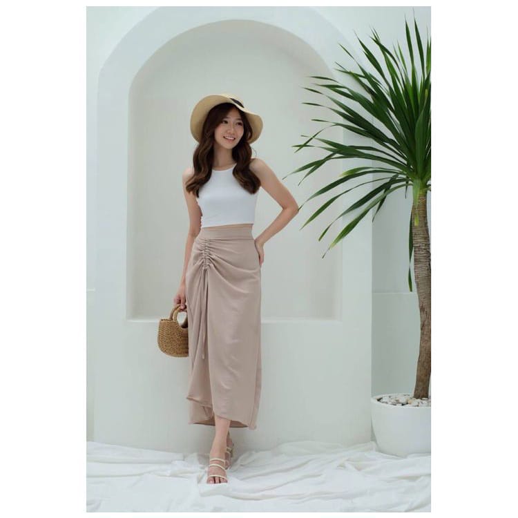 BEFAST - ZSO OOTD Wanita Rok ANISTA / TAMARA SKIRT ROK TALI SERUT / Rok Serut Midi / Rok Casual / Fashion Kondangan Wanita Remaja / Trendy / Terlaris