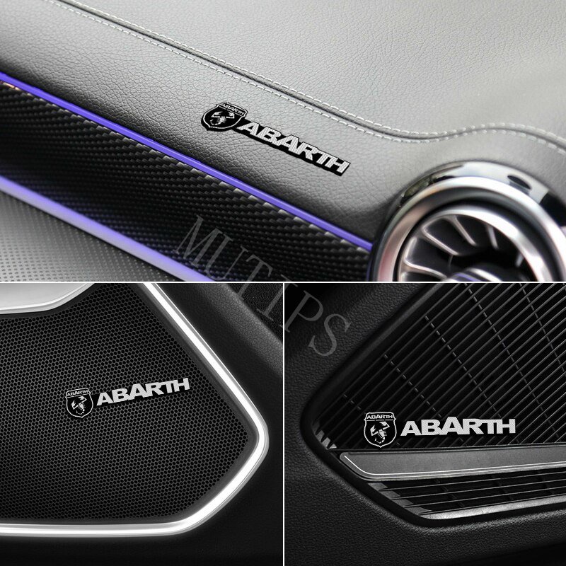 Fiat Abarth 4Pcs Sticker Dekorasi Speaker Interior Mobil Bahan Alloy Untuk Punto Palio Argo Stilo Strada Uno Toro 500