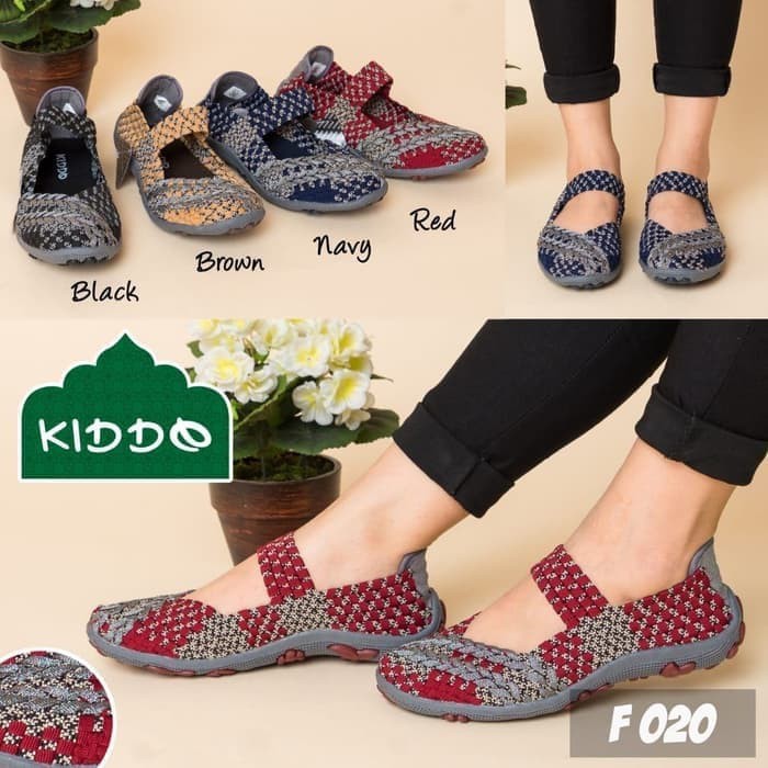 Sepatu Anyaman Kiddo Flat F 020 PREMIUM IMPORT Wanita Rajut Original