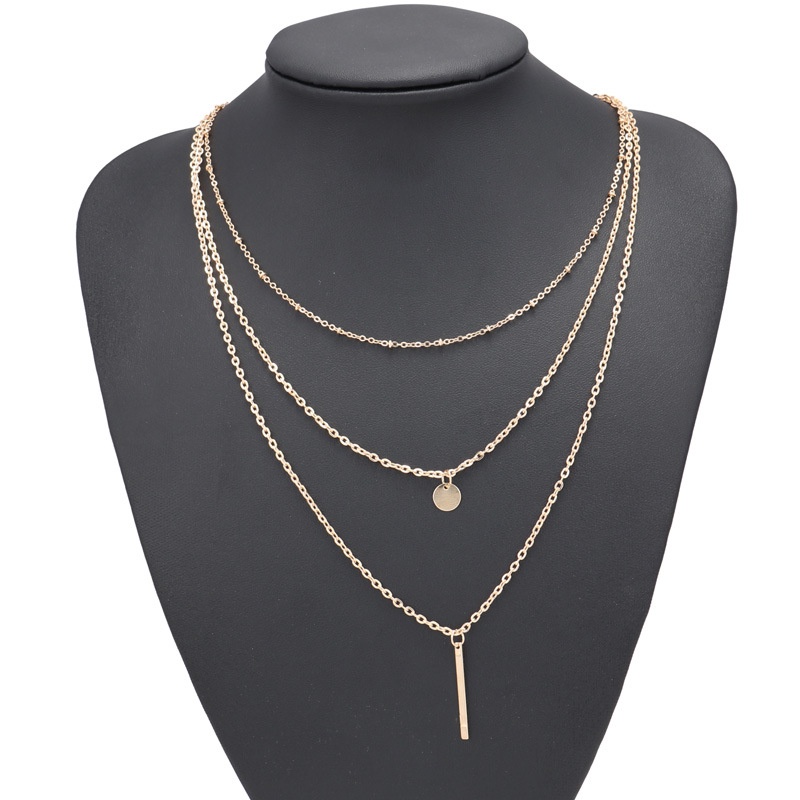 Kalung 3 Layer Liontin Necklace - Fashion Wanita Multi-layer Kalung Panjang