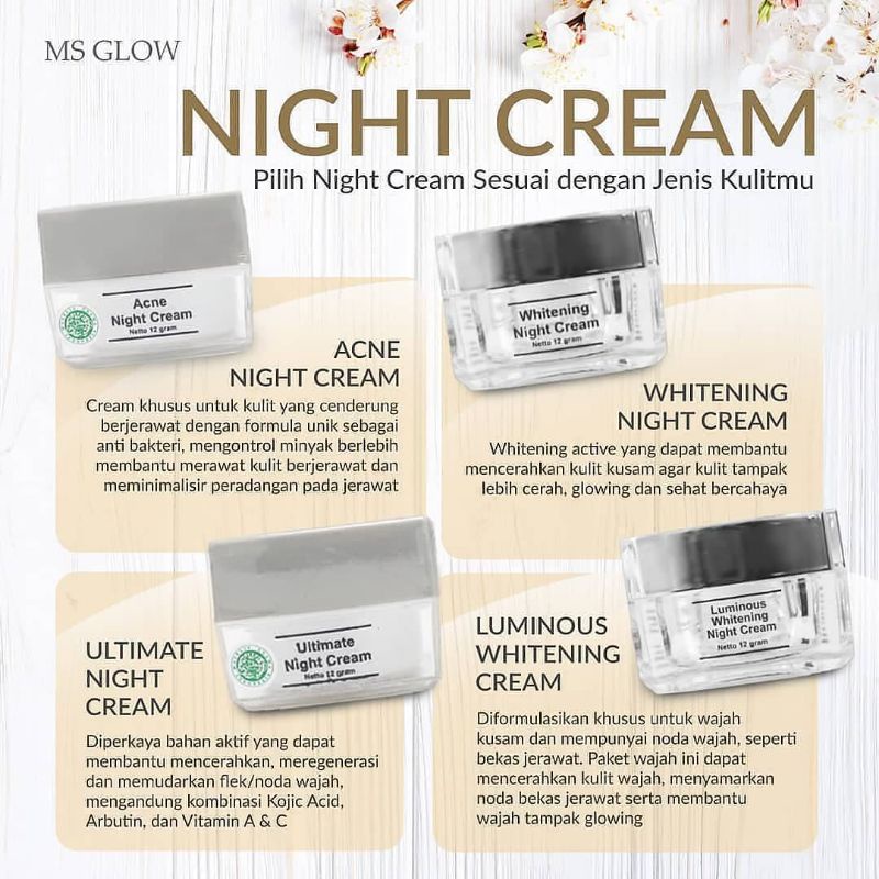 NIGHT CREAM MSGLOW | ACNE NIGHT CREAM | WHITENING NIGHT CREAM | LUMINOUS NIGHT CREAM| ULTIMATE NIGHT