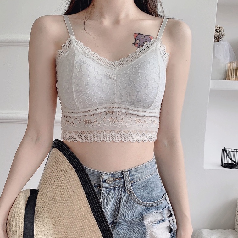 tank top renda import korea atasan wanita crop sexy daleman lace