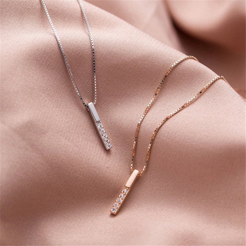 Kalung Rantai Sterling Silver 925 Dengan Liontin Geometri Aksen Zircon Untuk Wanita