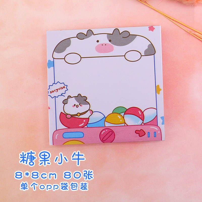 Sticky note memo pad sapi karakter hewan-Gacha