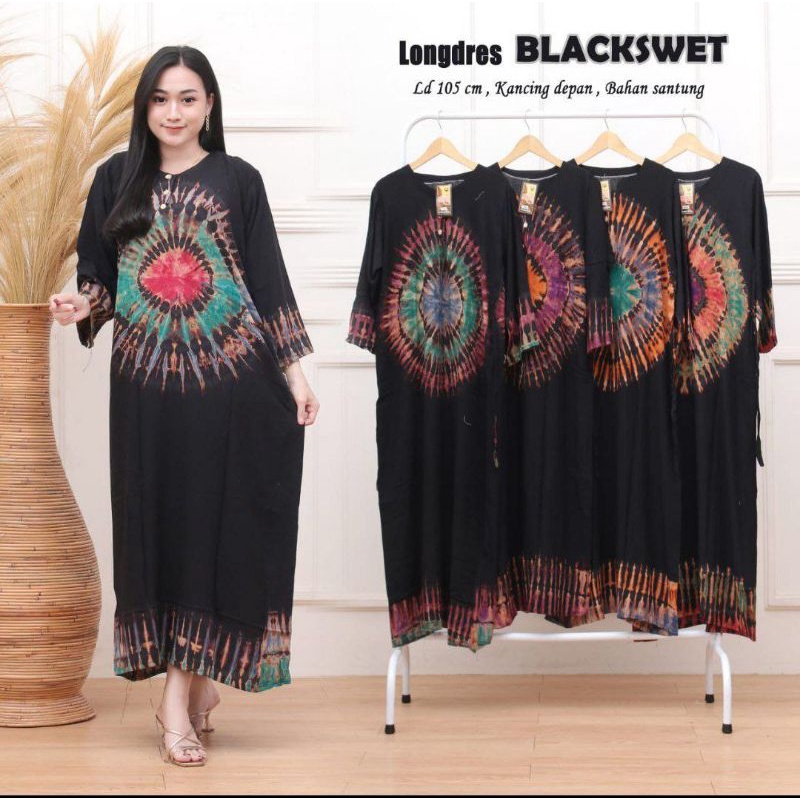 LONGDRESS BLACK SWEET DASTER RAYON KANCING DEPAN 3 VIRAL BUSUI BUMIL MURAH ADEM DIPAKAI LONG DRESS