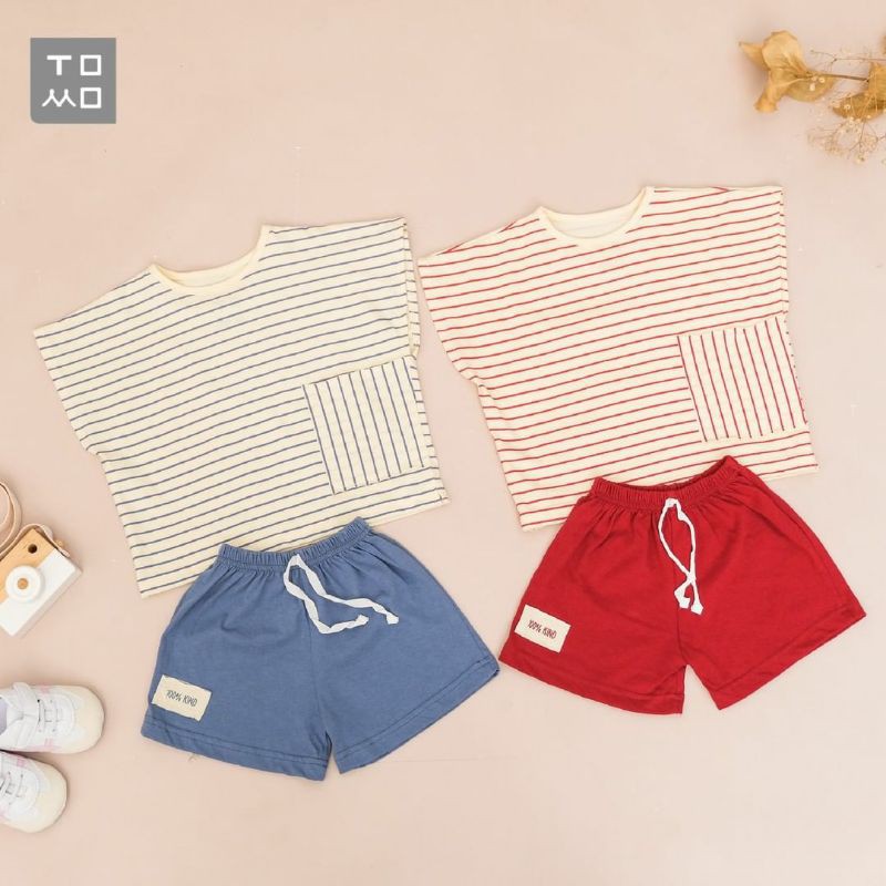 Baju Setelan Anak kaos laki laki dan perempuan Heiho Stripes Tomo Wear Usia 1 / 2 / 3 / 4 / 5 tahun