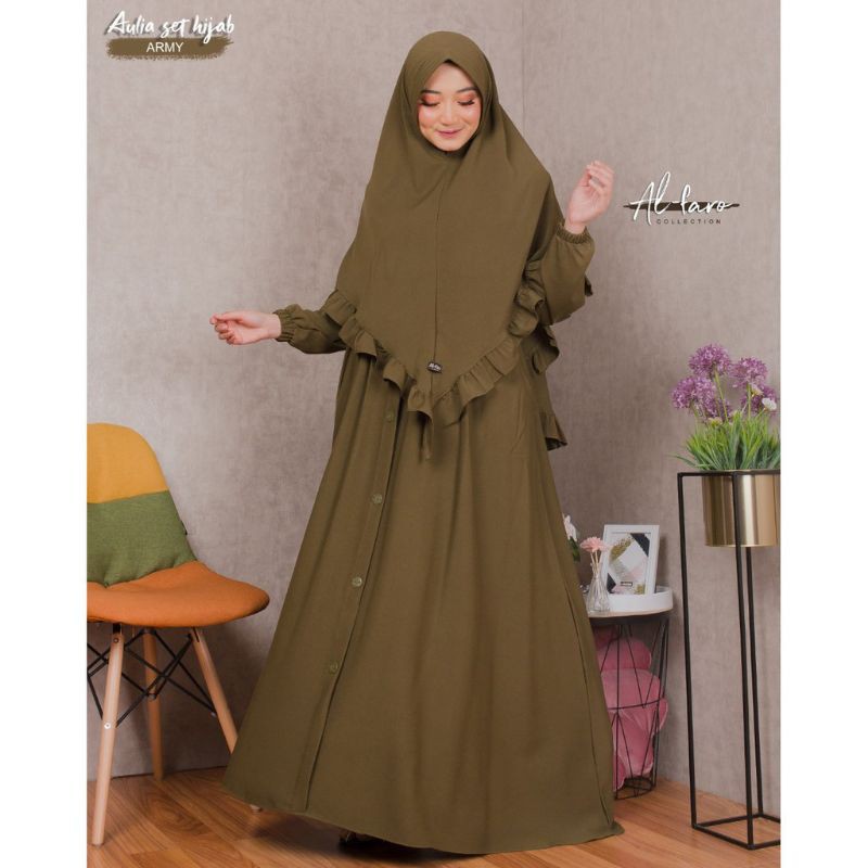 Gamis Set Khimar AULIA Set Hijab AL FARO ity Crepe