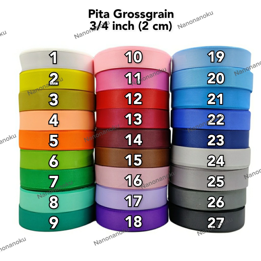 Pita Grossgrain / Salur 3/4 inch (2 cm) Gross Grain Per Rol/Gulung Hampers Souvenir Kado