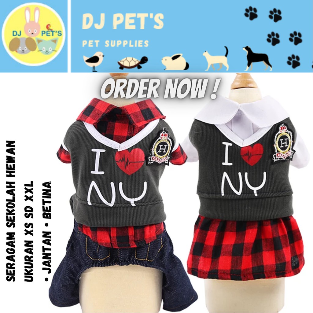 baju anjing dan baju kucing baju hewan seragam sekolah couple