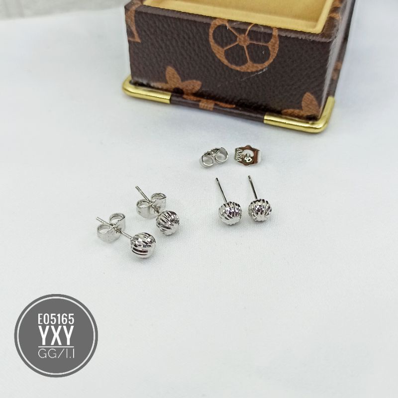 Anting Yaxiya Stud Bola Ukir 6mm E05165