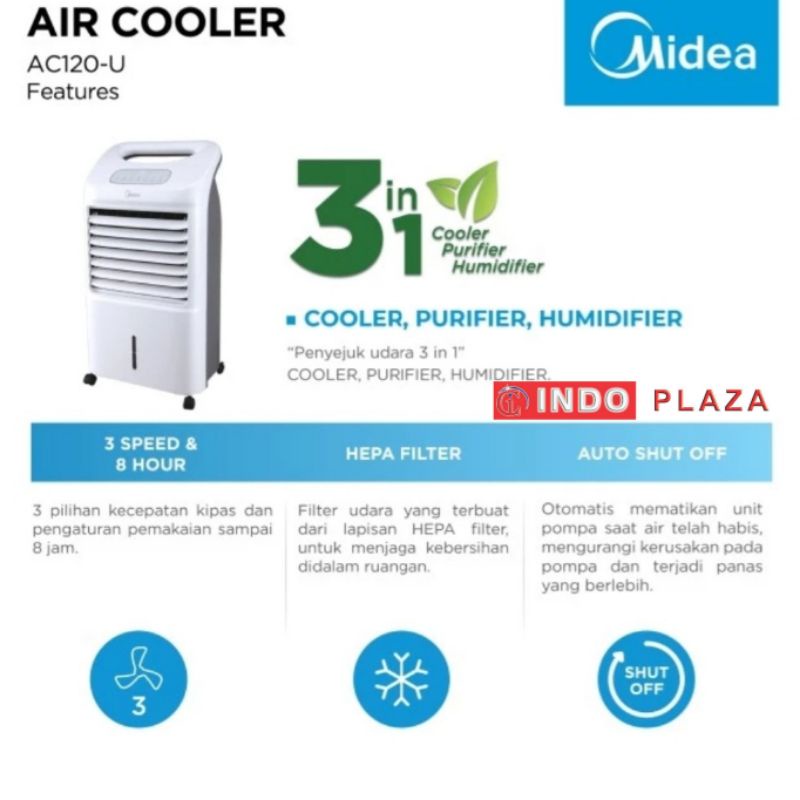 AIR COOLER MIDEA AC120-U ( 3 in 1 = COOLER - PURIFIER - HUMIDIFIER ) - LUAR MEDAN