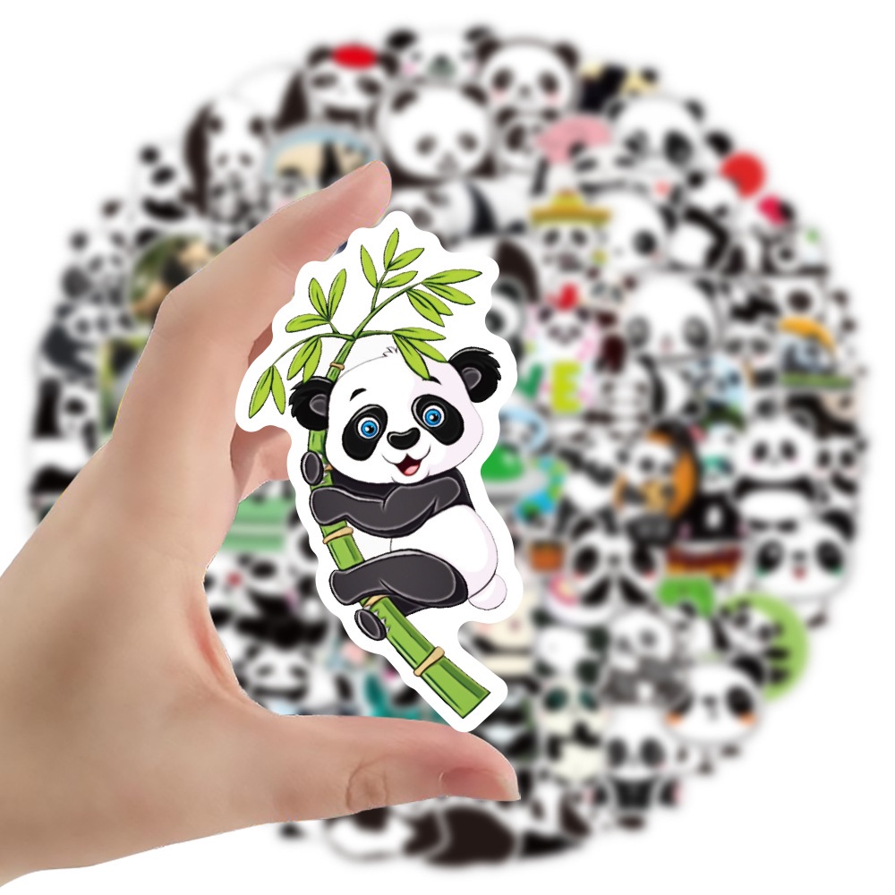 100 Pieces/Pack Cute Panda Design Waterproof Laptop Skateboard Decoration Stickers