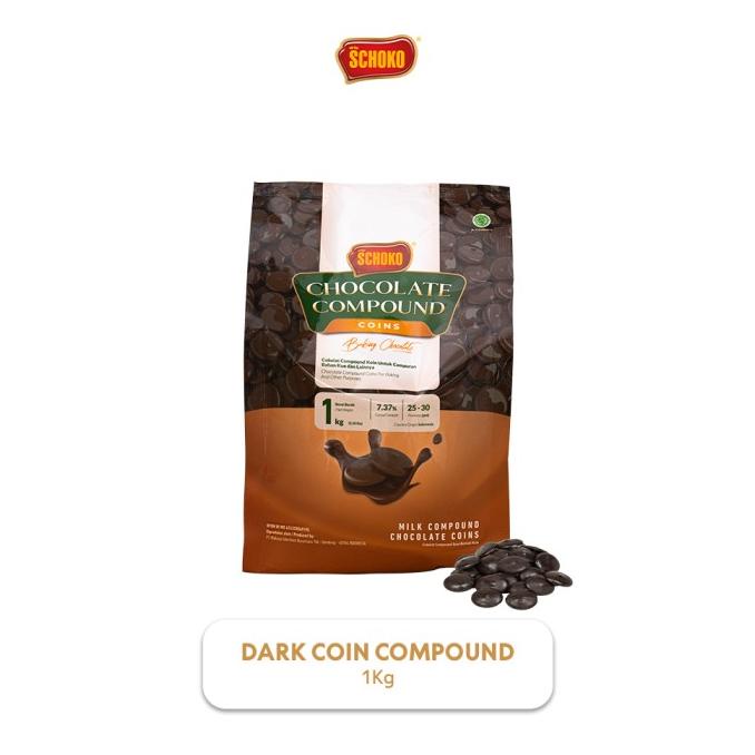 

[COD] SCHOKO Dark Compound Chocolate Coin - 1 Kg / Coklat Bentuk Koin [COD]