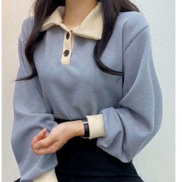 Collar Girl Sweater wanita oversize - sweater wanita