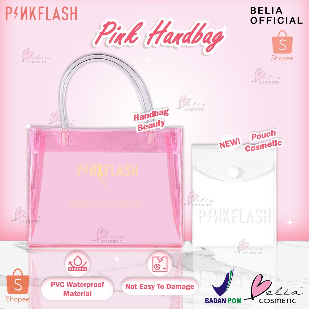 ❤ BELIA ❤ PINKFLASH PVC PINK Handbag | Waterproof PF-PVC BAG Travel Pouch | Cosmetic Pouch Bag Transparant