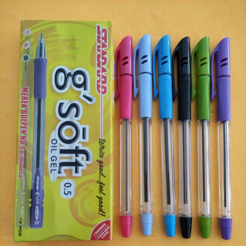 

Pulpen Bolpoint Standard G'soft Hitam 0.5 Per pak (Isi 12)