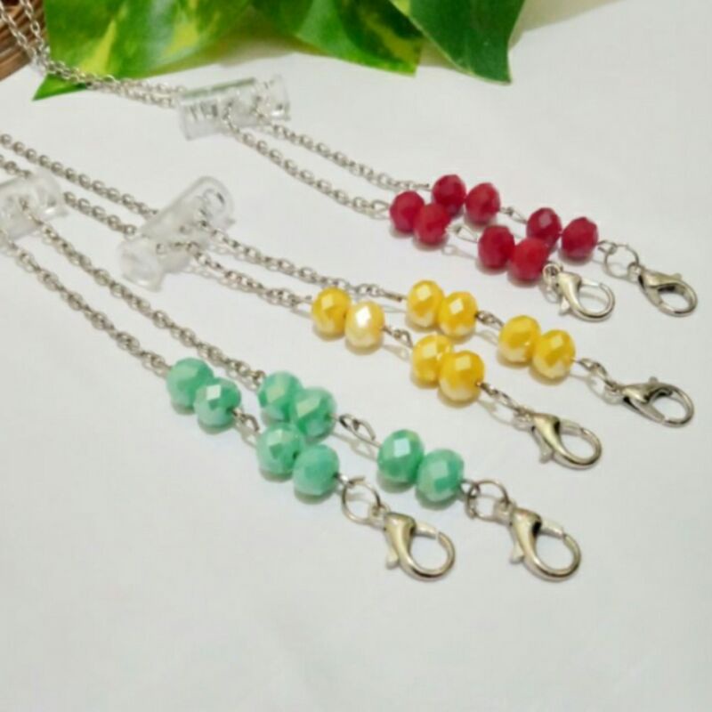 {Beli 10 Gratis 2 } 2 in 1 Strap Mask Crystal / Konektor hijab / Kalung Masker / Konektor Rantai /St