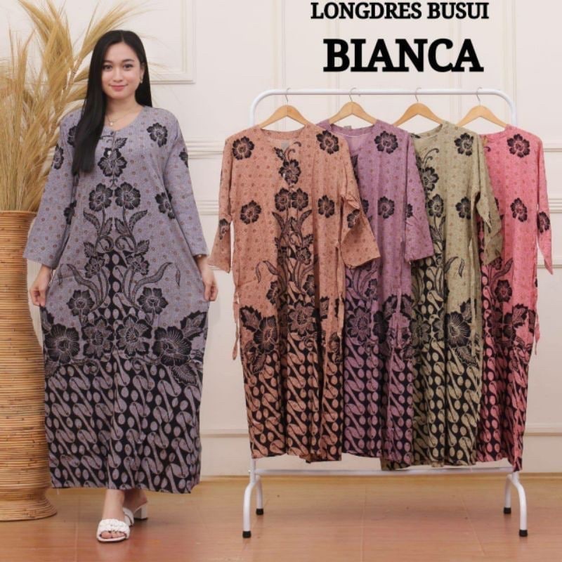 LONGDRESS  BIANCA LENGAN PANJANG KANCING DEPAN MURAH ADEM